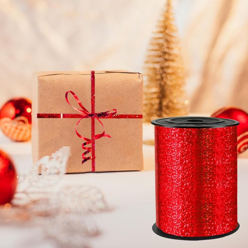 WFAUIBR 500 Yards Red Glitter Curling Ribbon, 1/5" Wide - Curly Ribbon for Balloons, Christmas, Valentine's Day, Birthday - Image 5